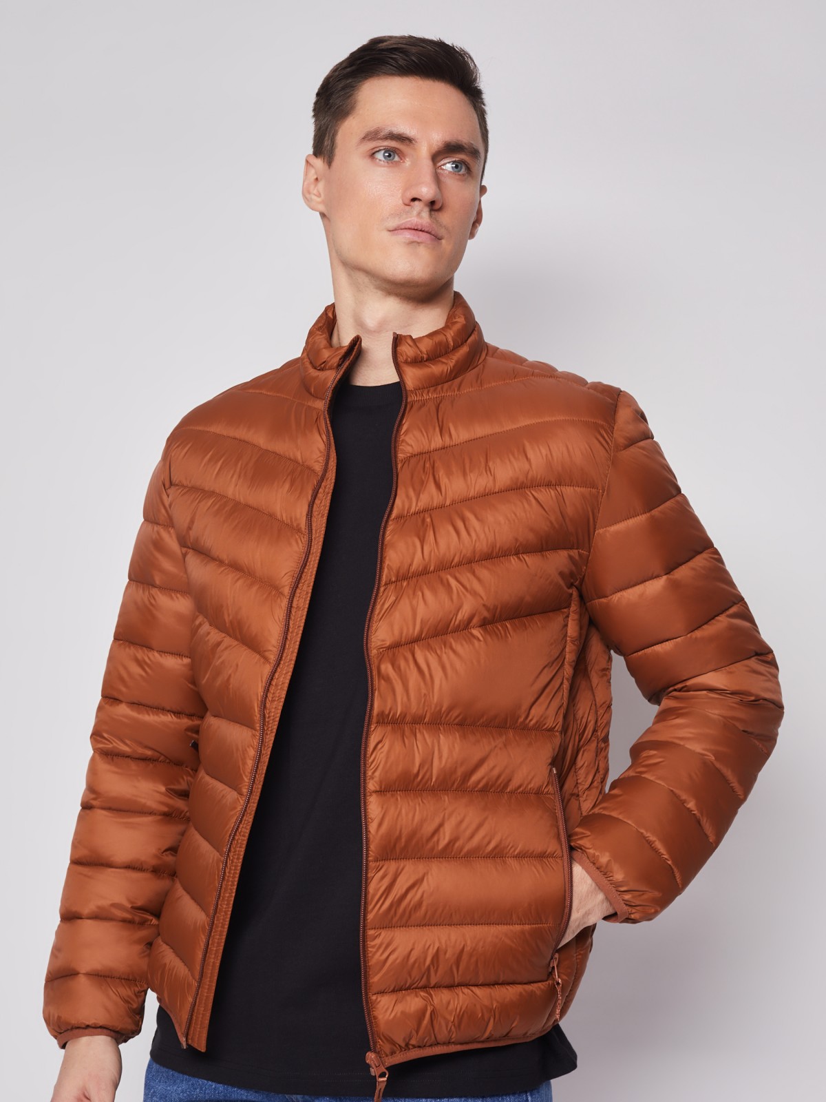 Утеплённая куртка с воротником zolla 012125102144, цвет терракота, размер S - фото 3