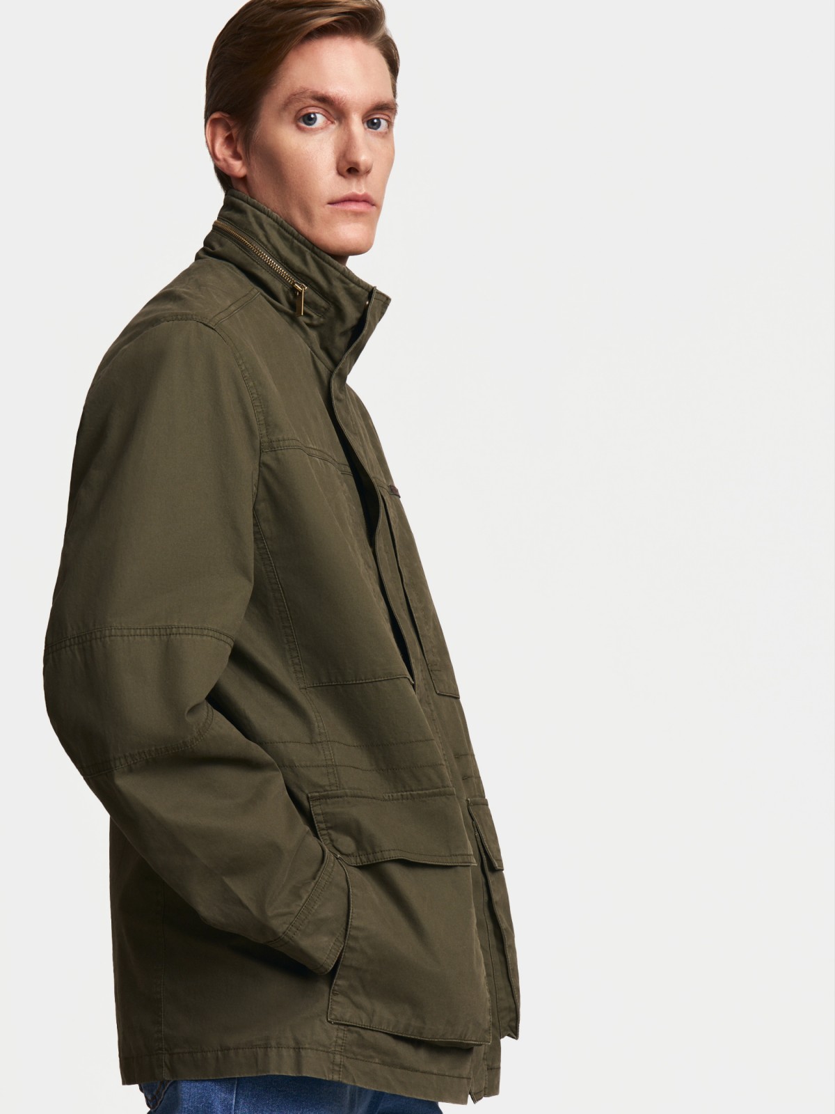 Куртка-ветровка из хлопка с воротником-стойкой