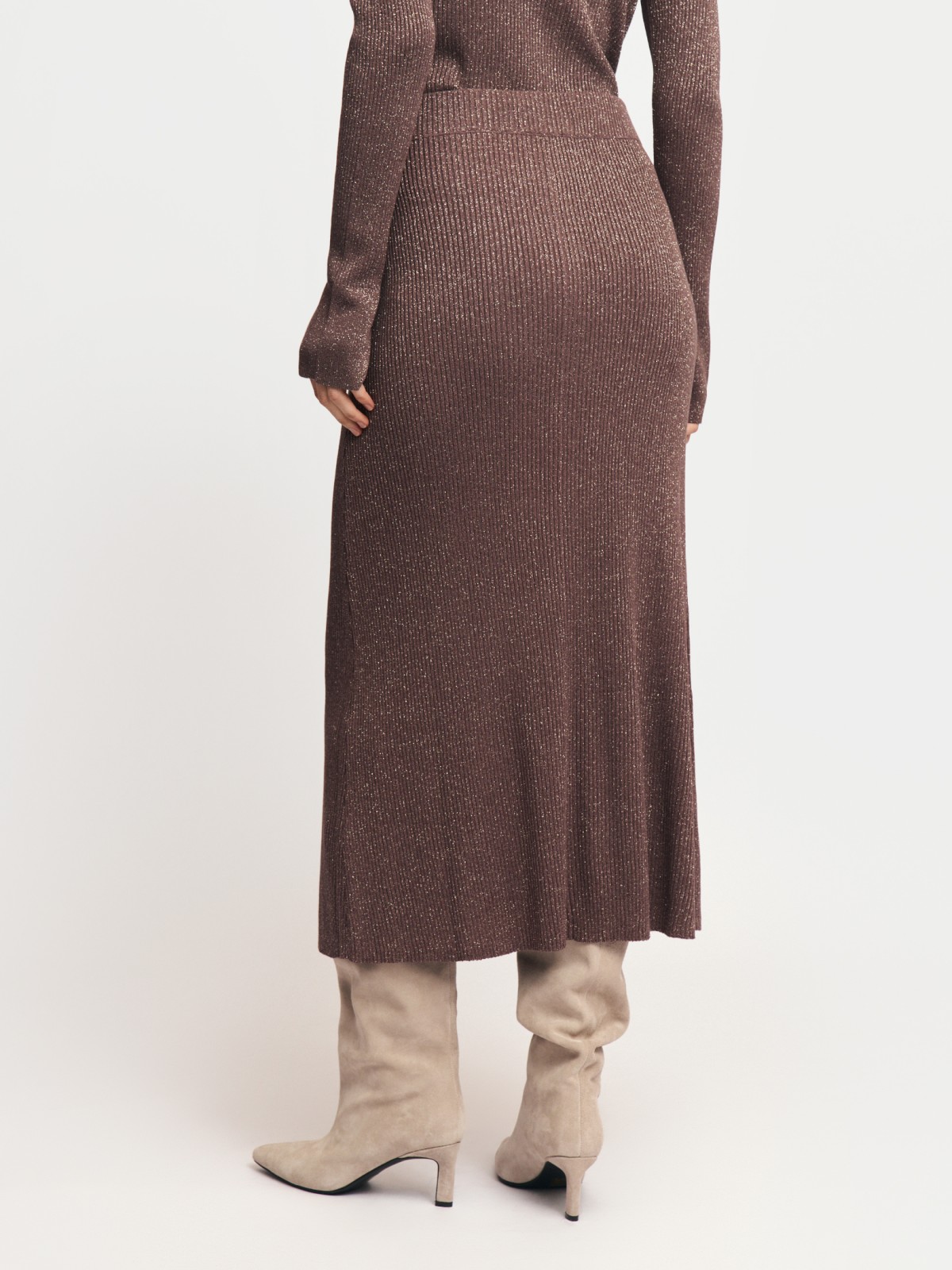 Трикотажная юбка миди с люрексом