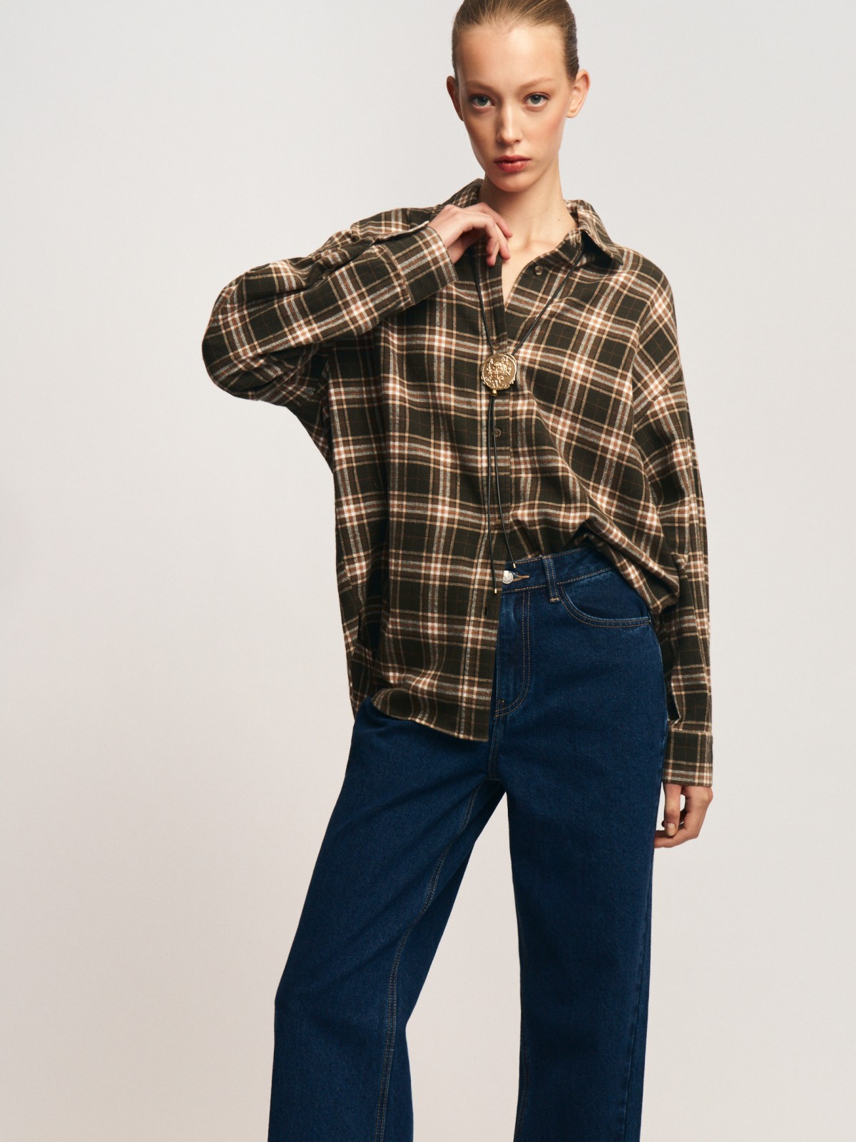 Фланелевая рубашка из хлопка в клетку