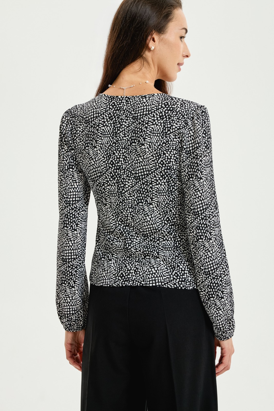 Блузка с длинным рукавом и принтом