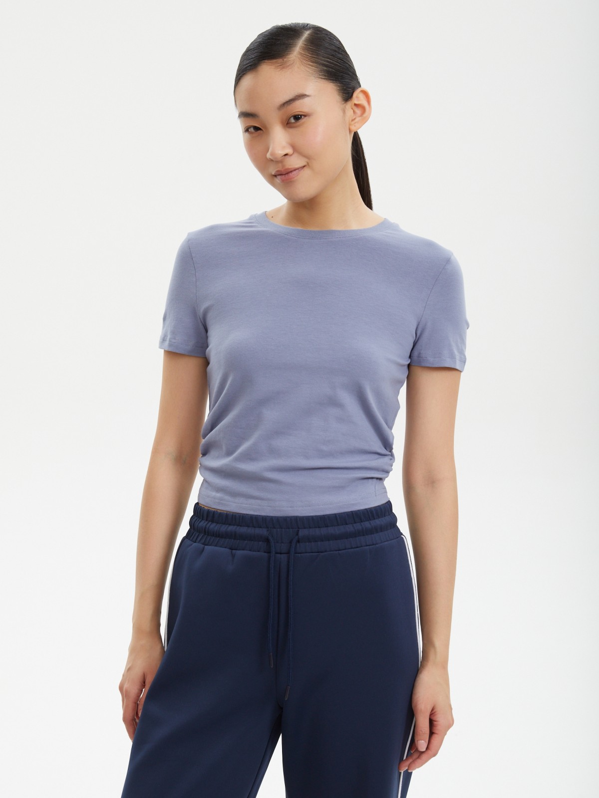 Топ-футболка из хлопка с драпировкой