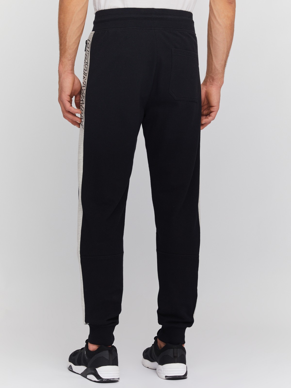 Трикотажные брюки-джоггеры с лампасами zolla 014137660061, цвет черный, размер S - фото 6