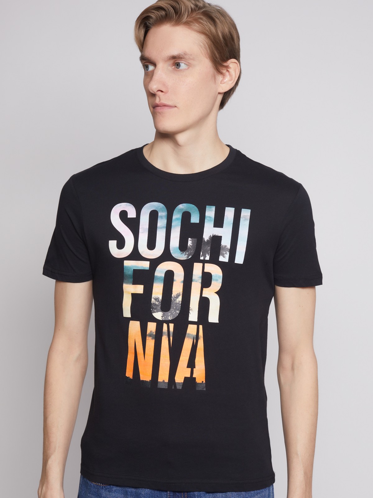 Футболка из хлопка с принтом-надписью