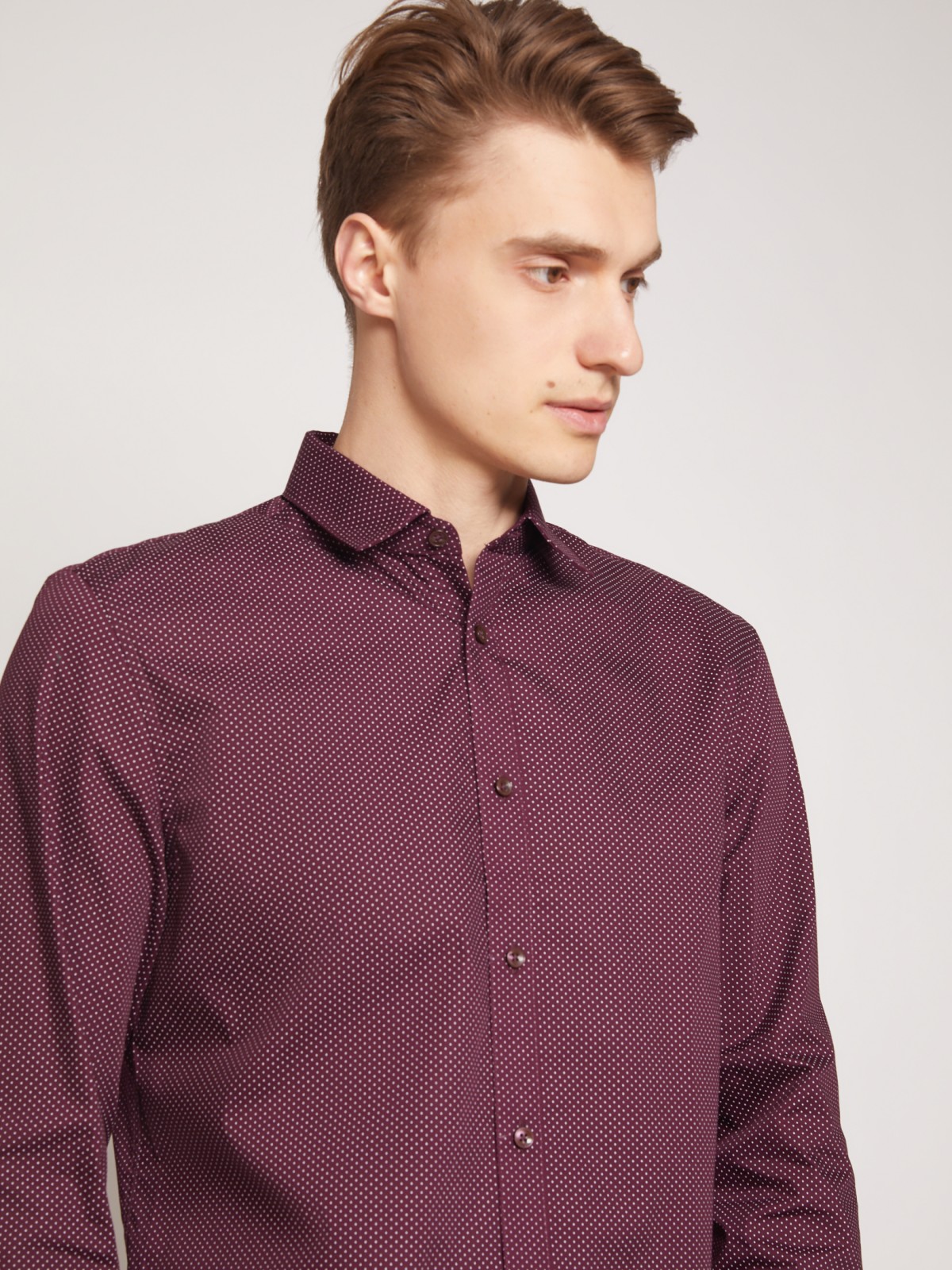 Рубашка приталенного силуэта zolla 011322159052, цвет бордо, размер S - фото 4