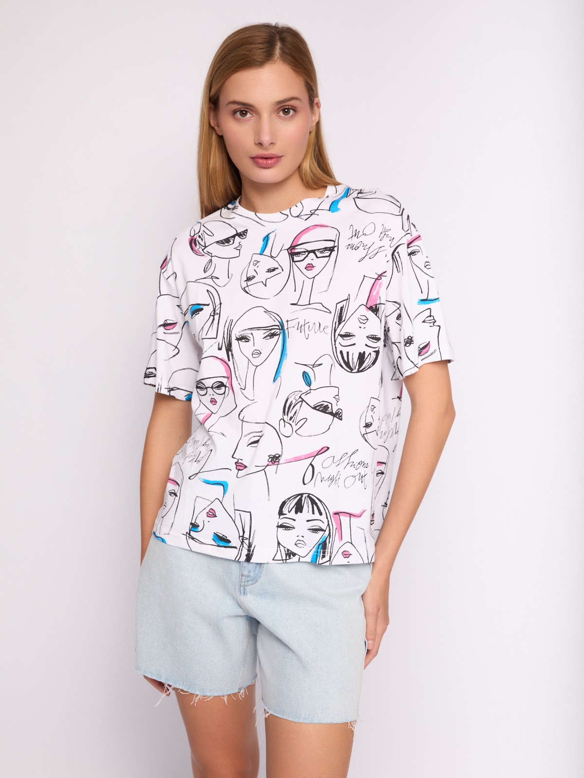 Футболка из хлопка с принтом