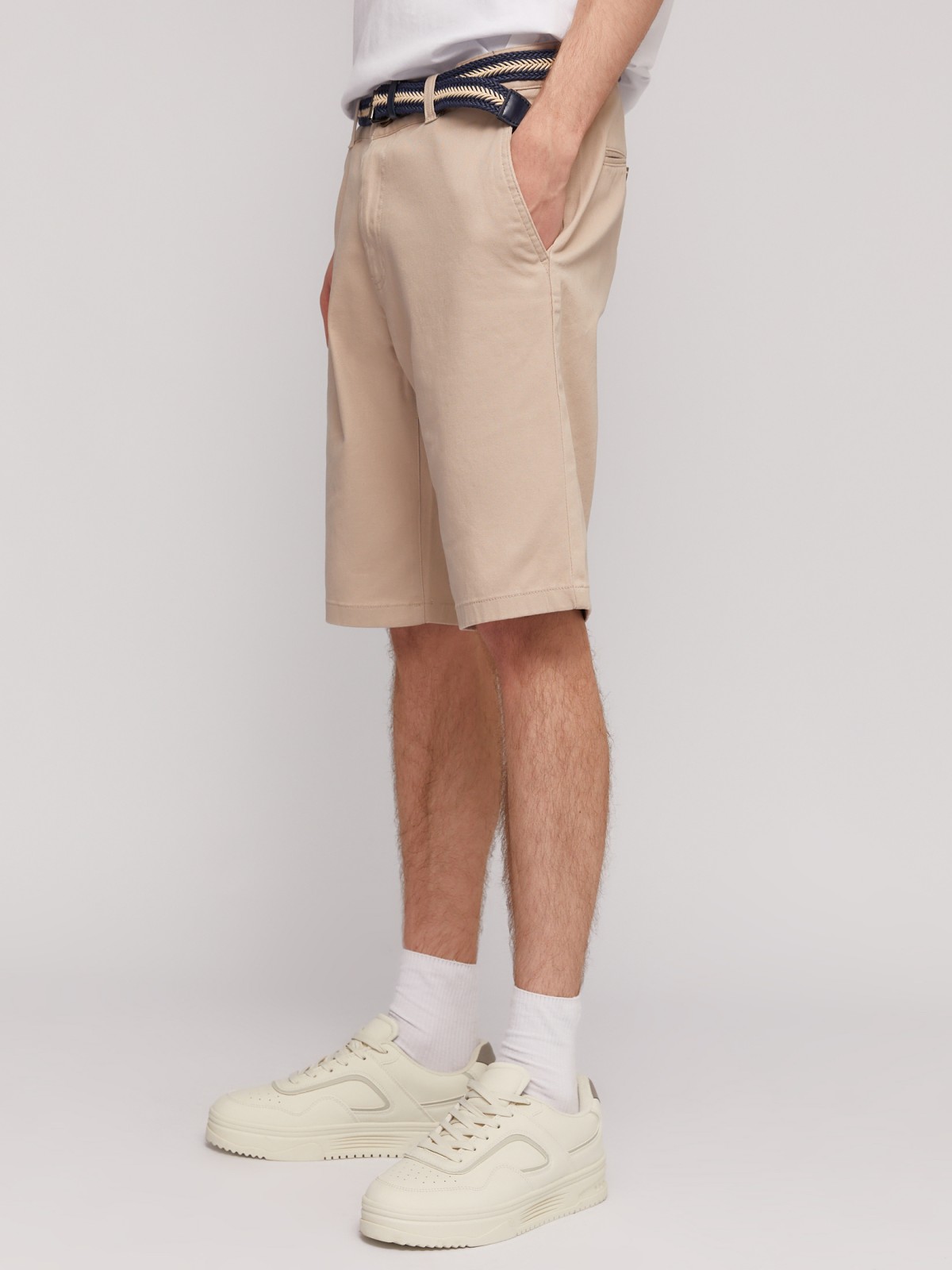 Удлинённые шорты из хлопка с ремнём