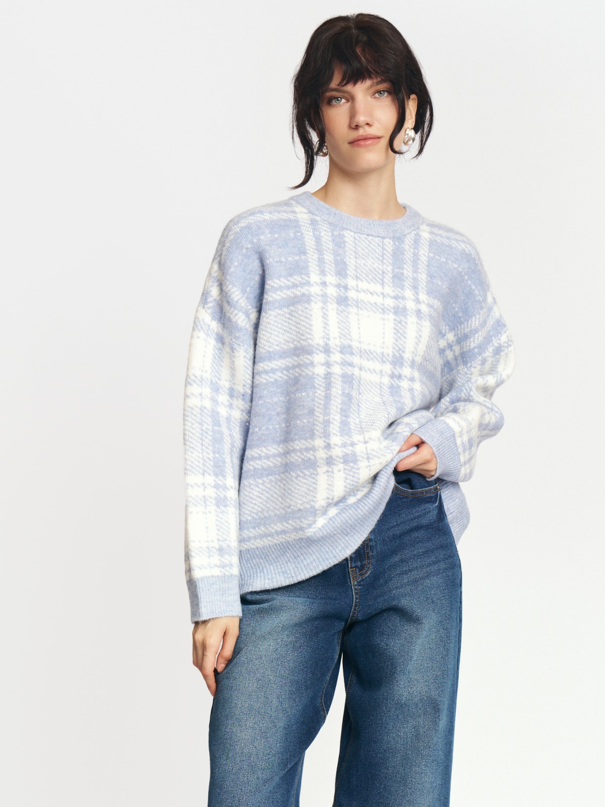 Вязаный джемпер в клетку