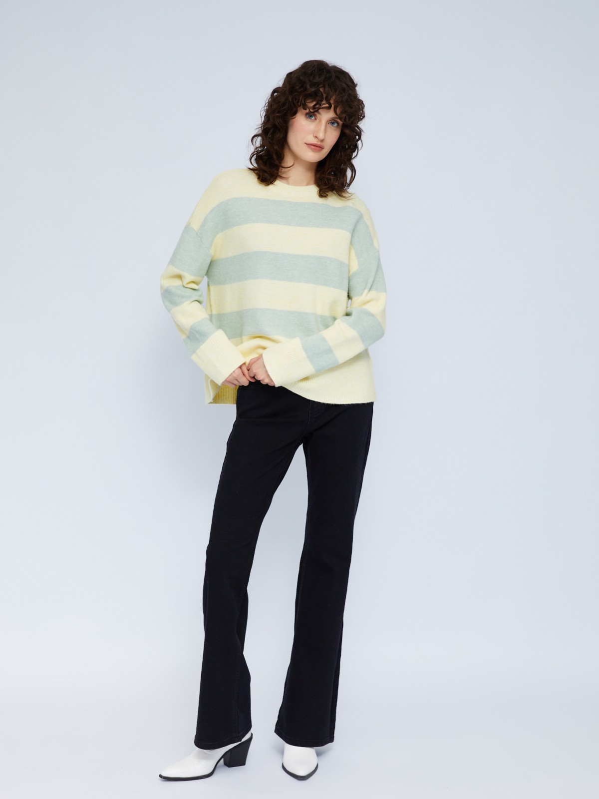 Вязаный джемпер в полоску с длинным рукавом