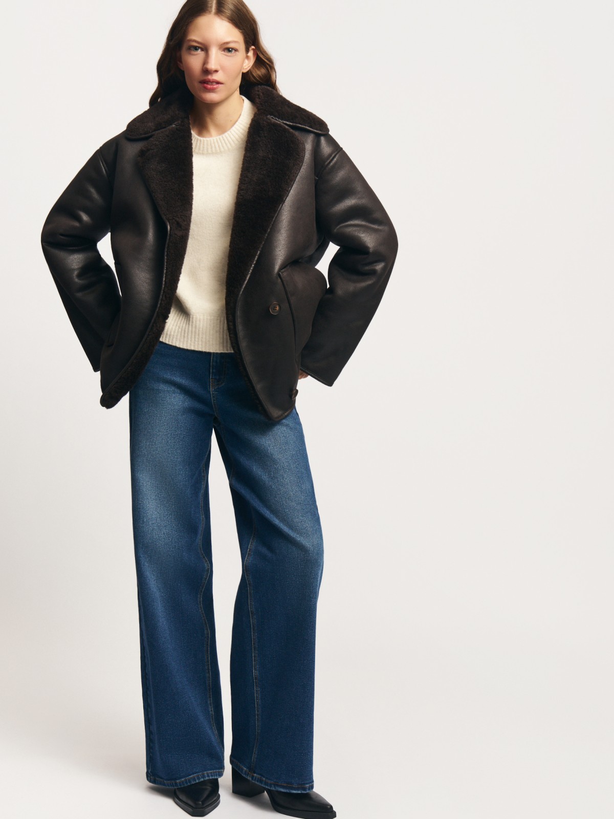 Тёплая куртка-дублёнка из экозамши с экомехом