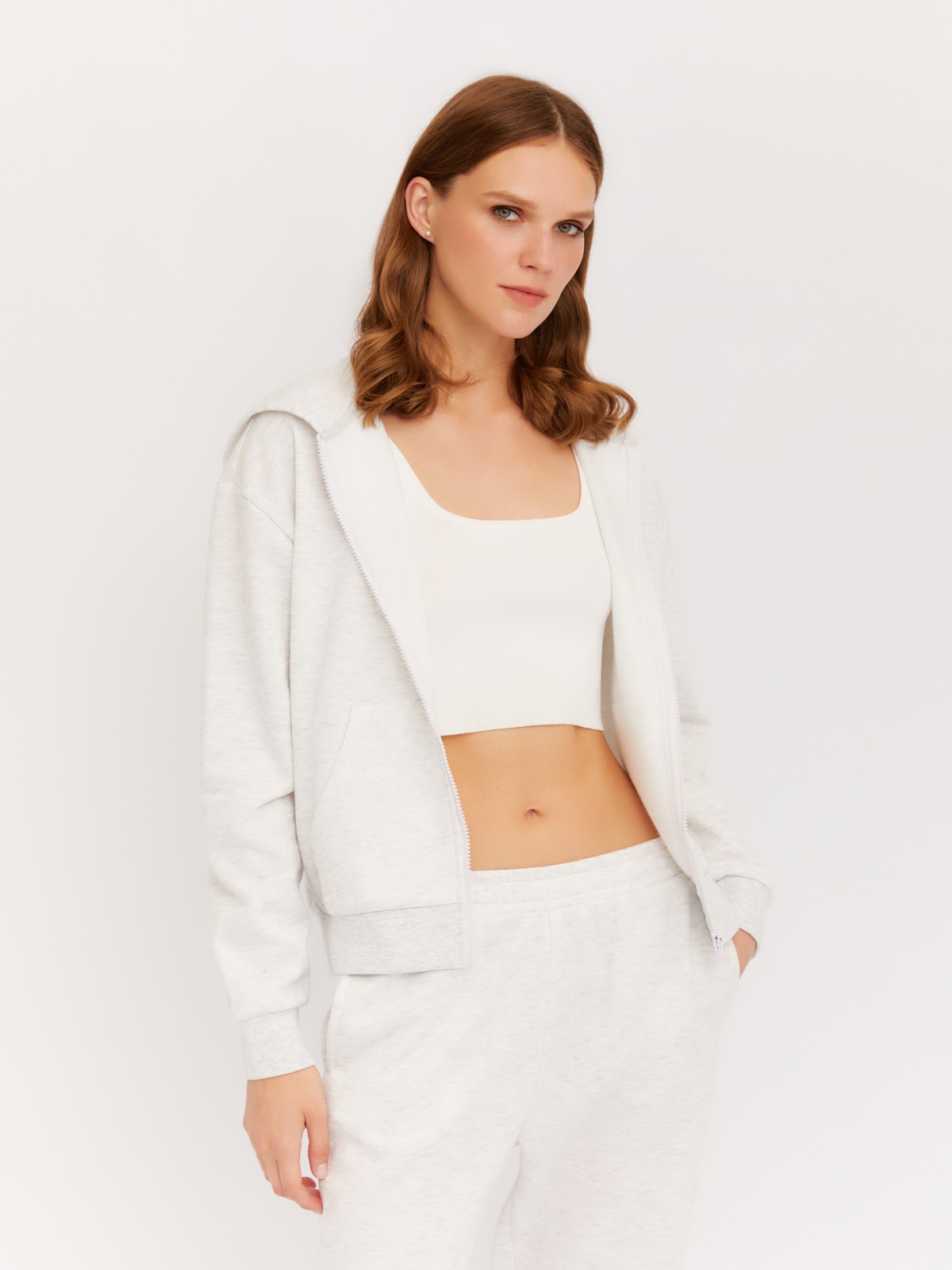 Утеплённая толстовка на молнии с капюшоном