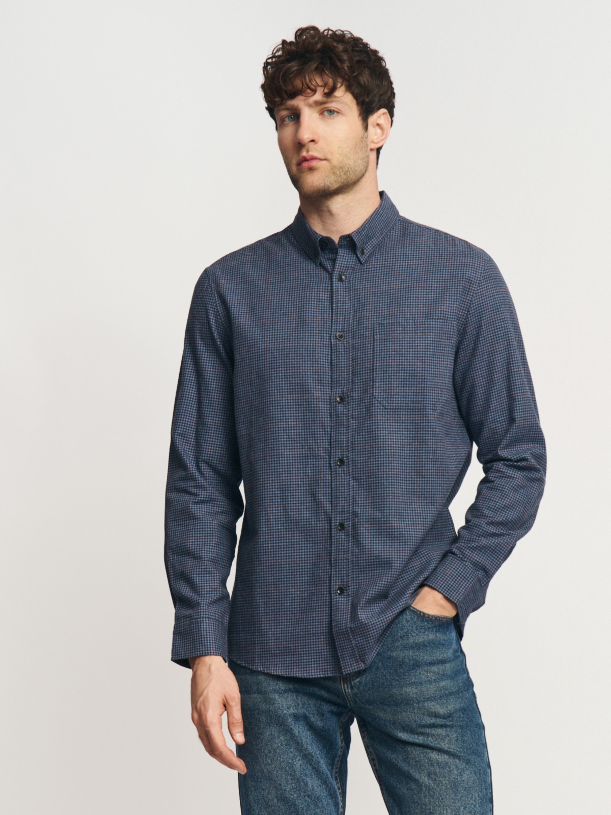 Рубашка из хлопка с узором в клетку