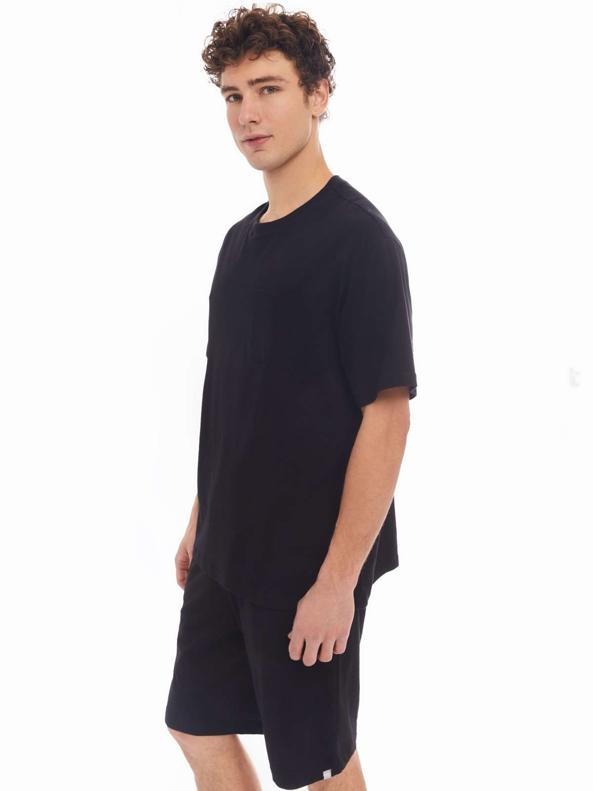 Домашний комплект из хлопка (футболка, шорты) zolla 61413870W041, цвет черный, размер S - фото 3