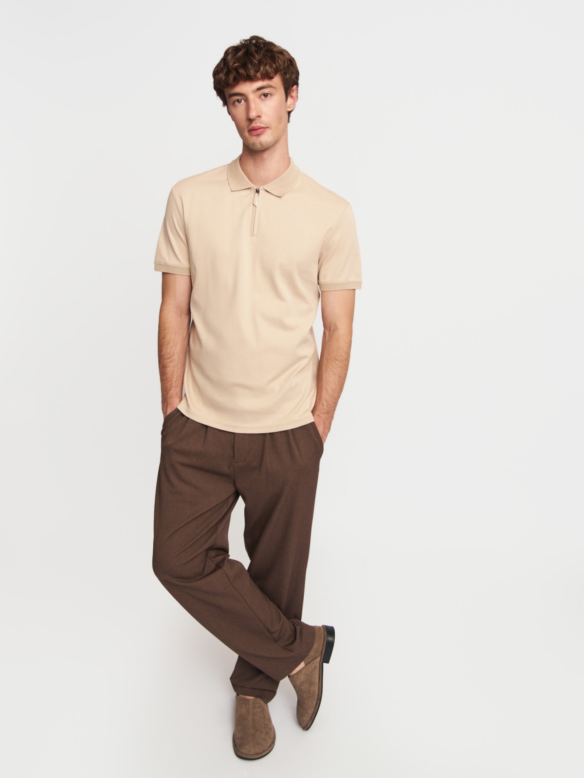 Футболка поло из хлопка на молнии