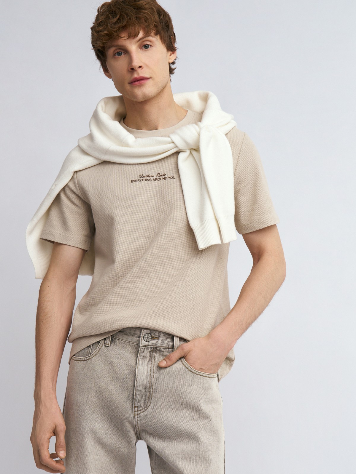 Футболка из хлопка с принтом-надписью