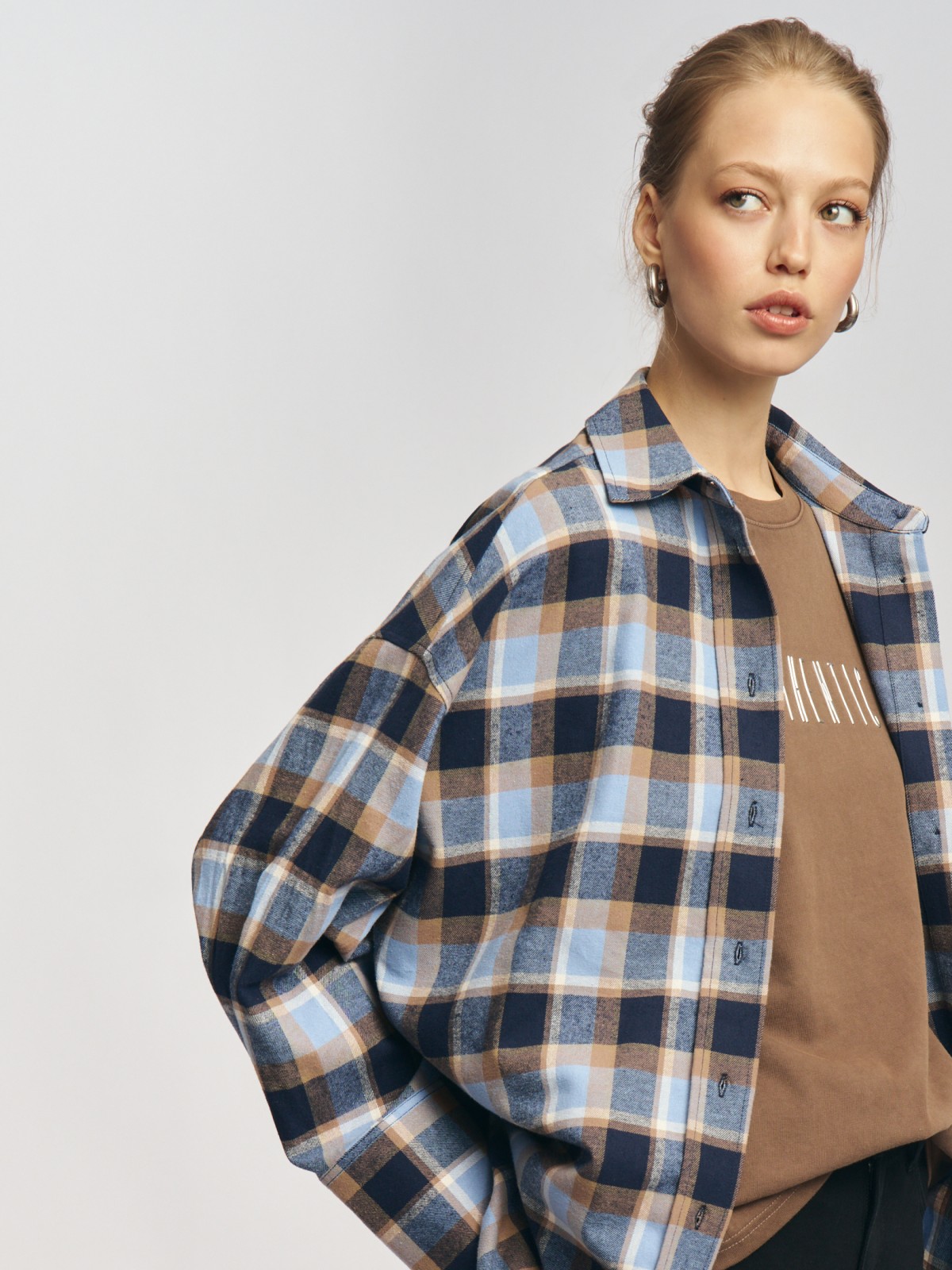 Фланелевая рубашка из хлопка в клетку