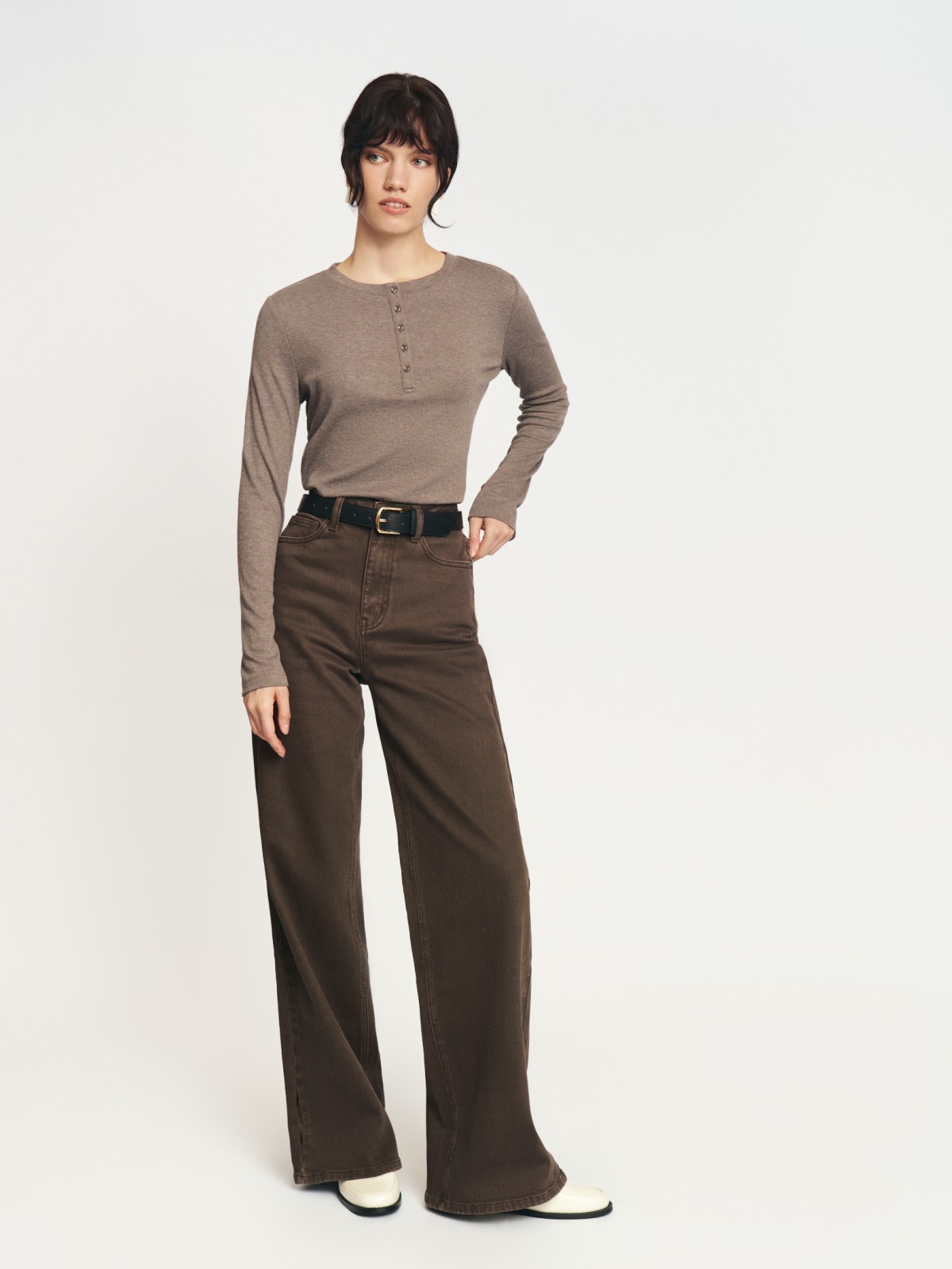 Джинсы силуэта Wide с высокой посадкой