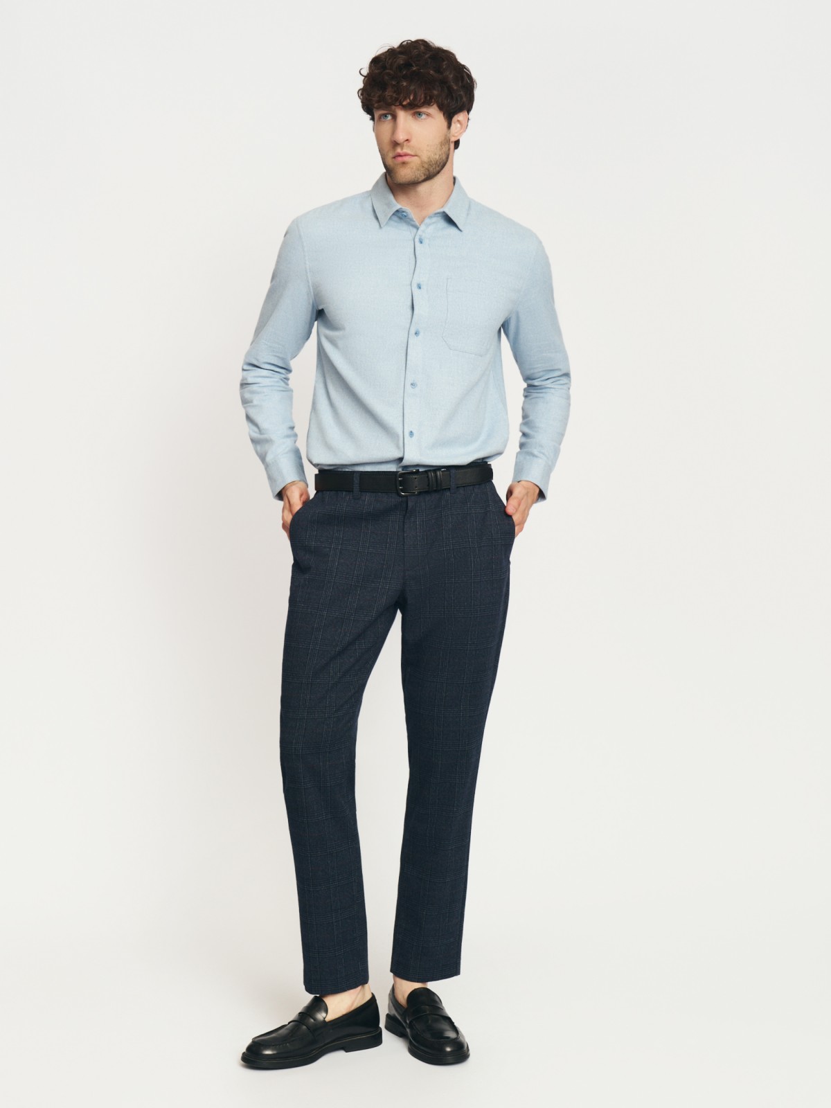 Брюки силуэта Tapered в клетку на резинке