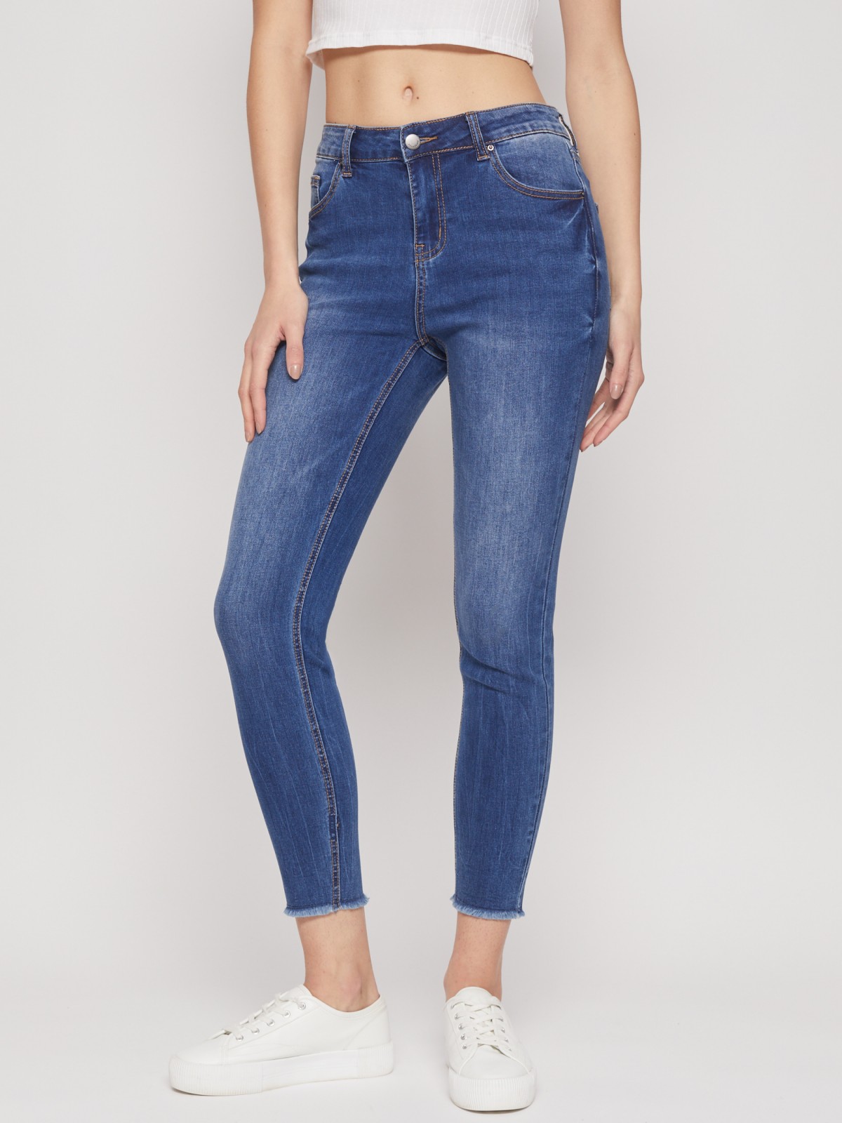 Укороченные джинсы силуэта Skinny zolla 02222714S023, цвет голубой, размер 26 - фото 3