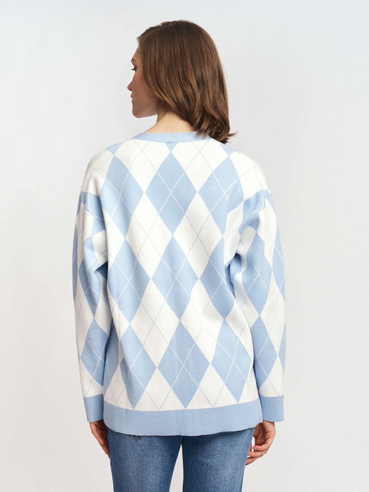 Трикотажный кардиган в ромб на пуговицах