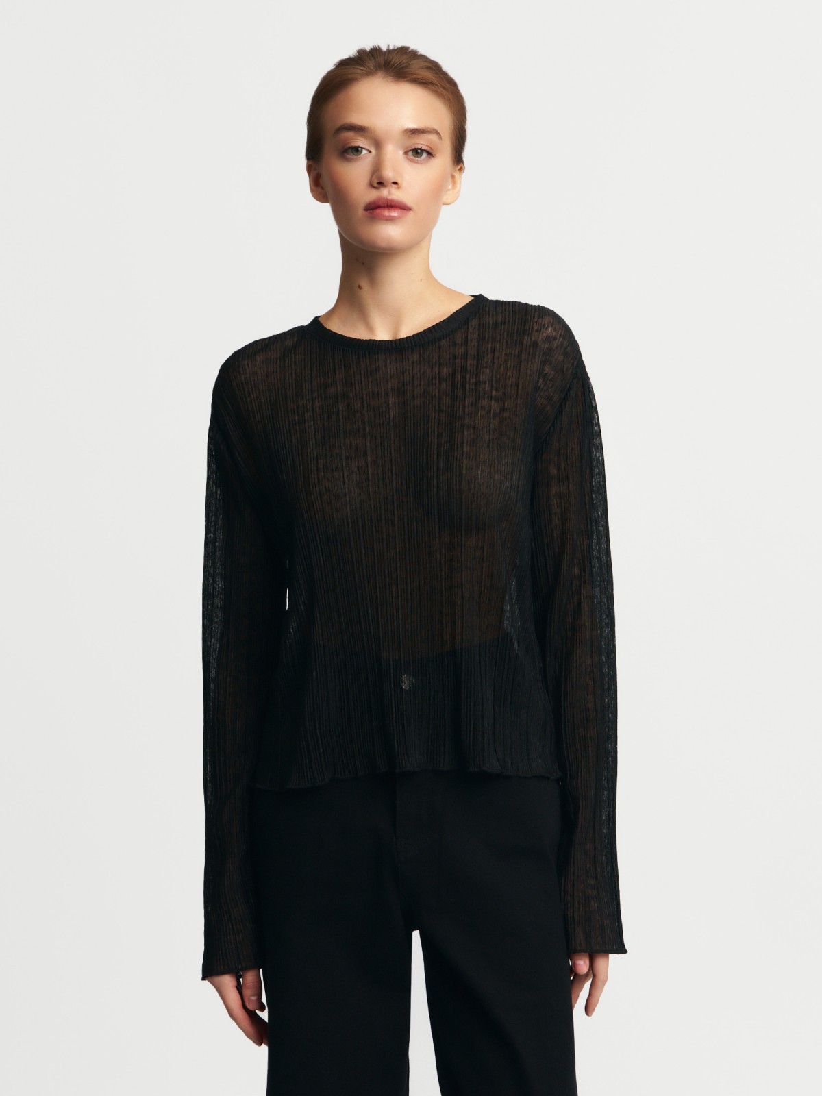 Полупрозрачный лонгслив с длинным рукавом