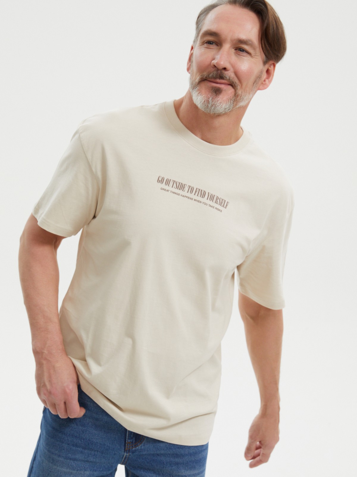 Футболка из хлопка с принтом на спине