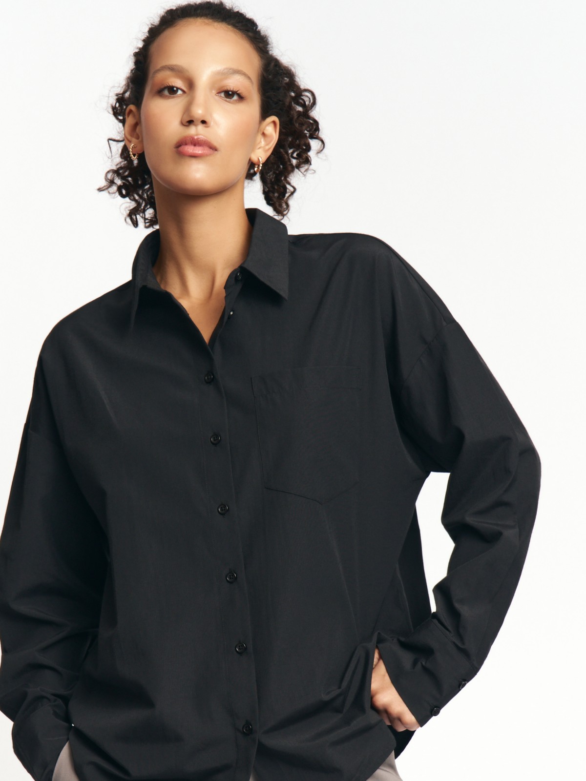 Рубашка свободного силуэта с карманом