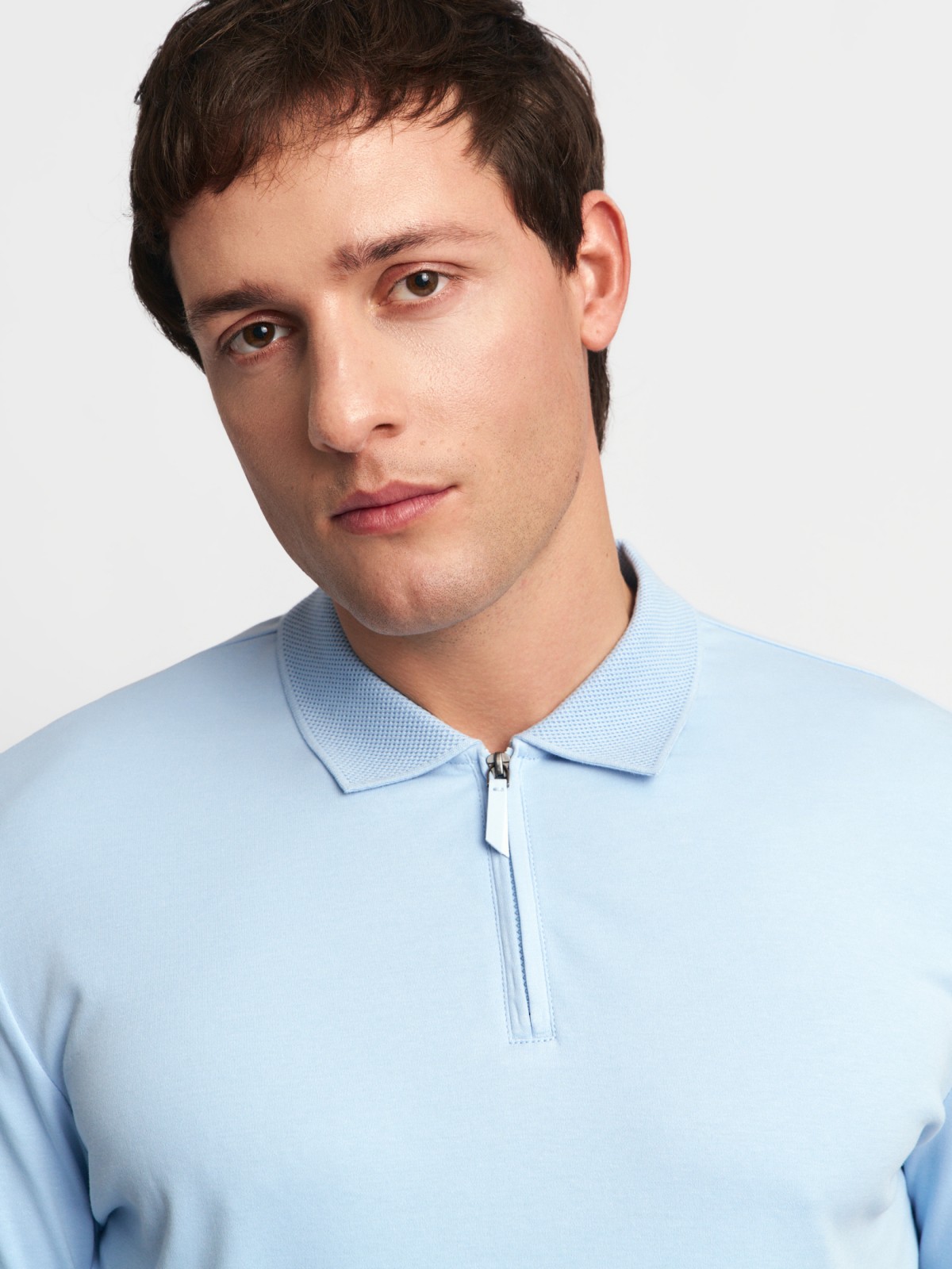 Футболка поло из хлопка на молнии