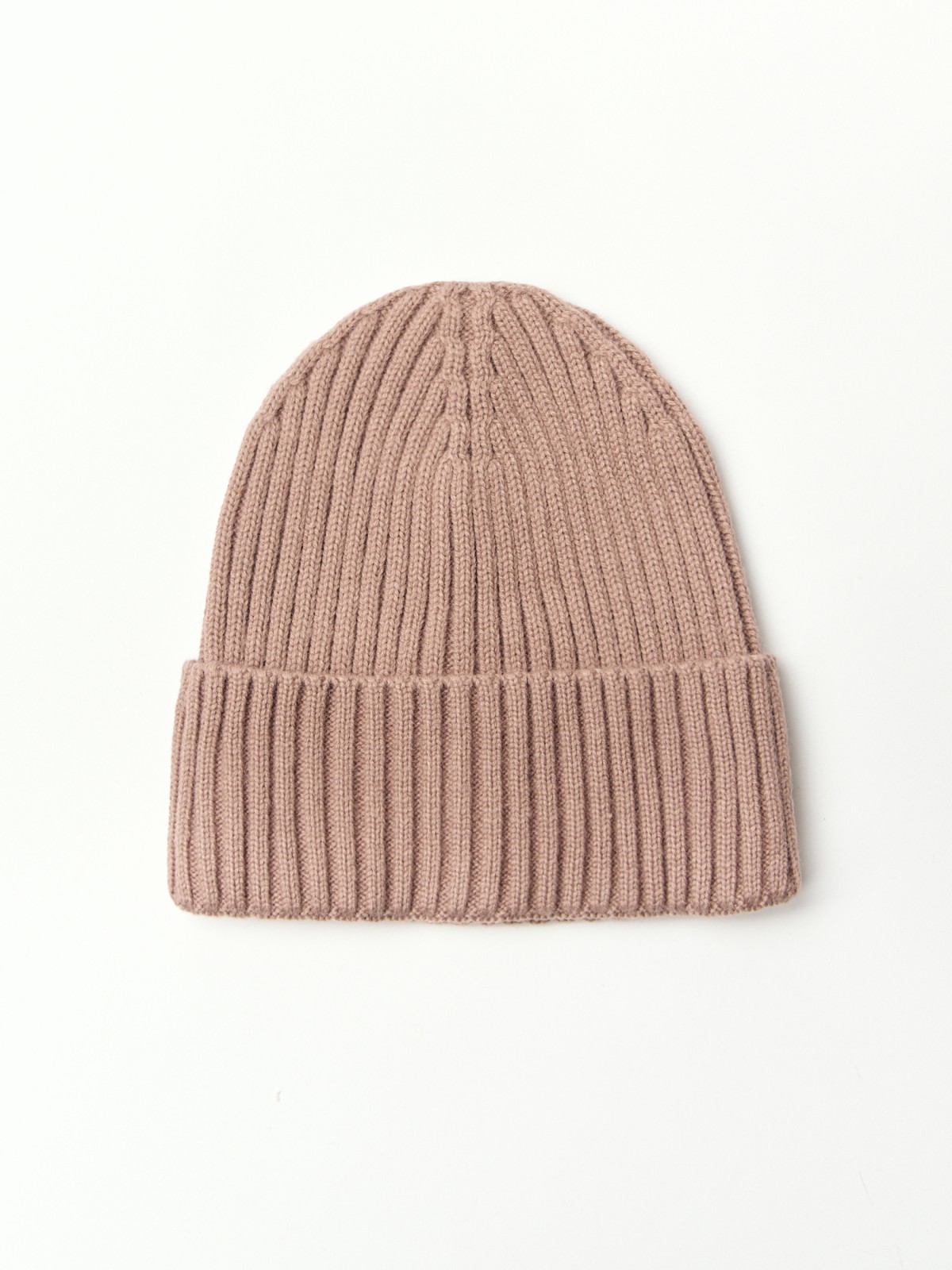 Вязаная шапка-бини с отворотом 499₽