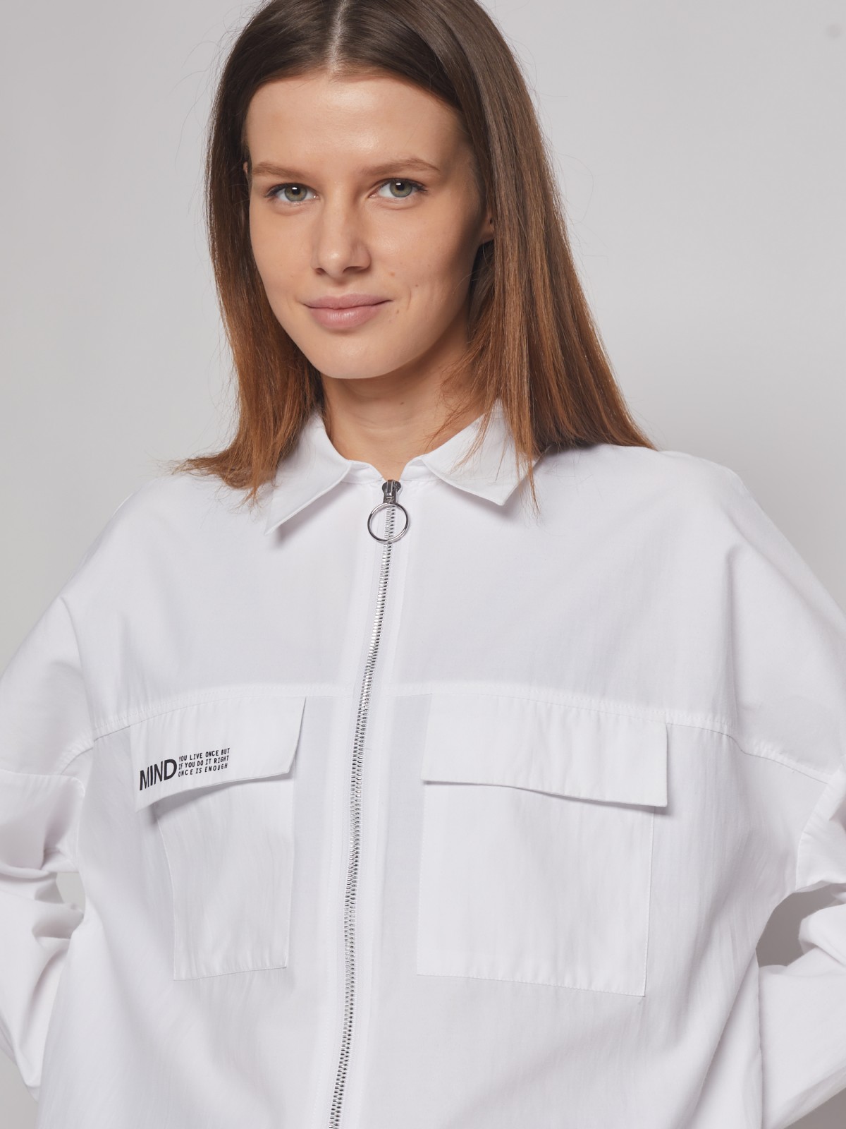 Блузка с  длинными рукавами zolla 02313118Y123, цвет белый, размер XS - фото 4