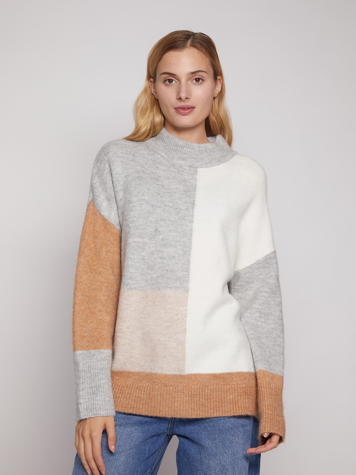 Вязаный свитер в силе Color-blok