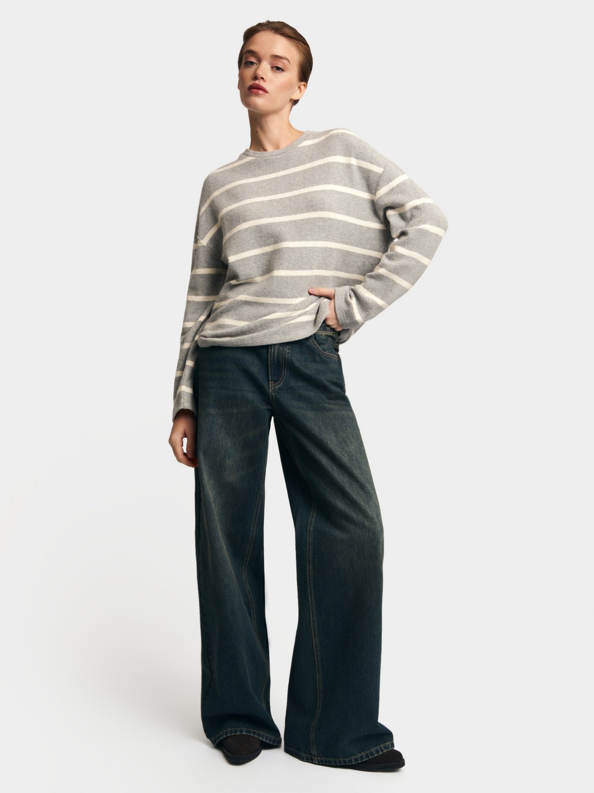 Джемпер из вязаного трикотажа в полоску