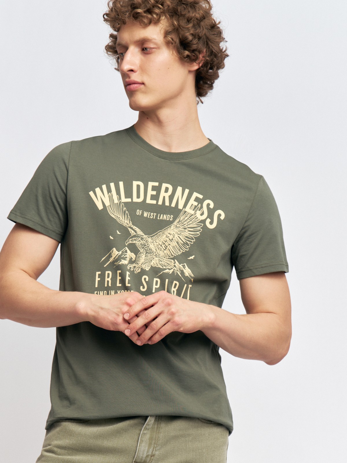 Футболка из хлопка с принтом и надписью