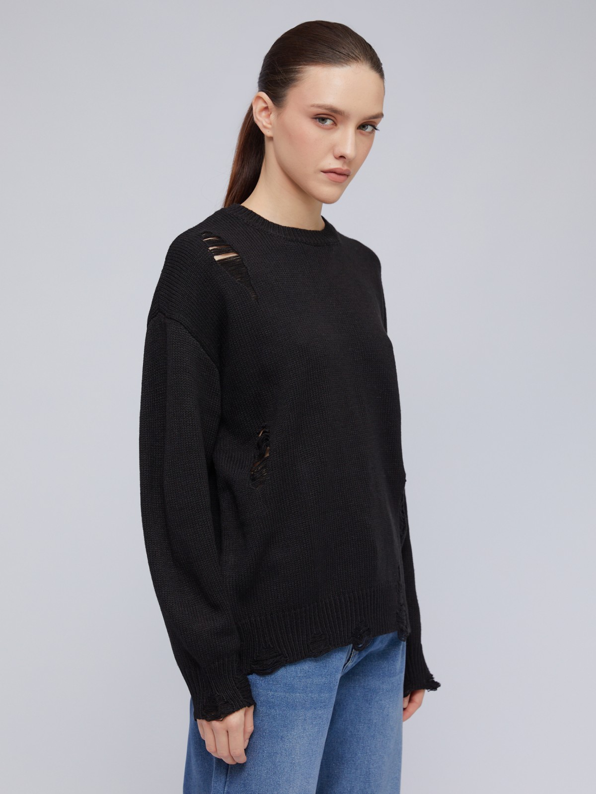 Вязаный рваный джемпер в стиле гранж