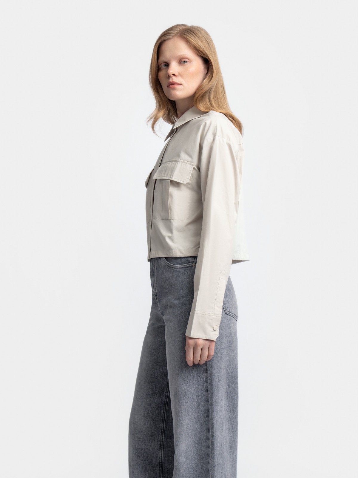 Блузка-рубашка из хлопка на кулиске