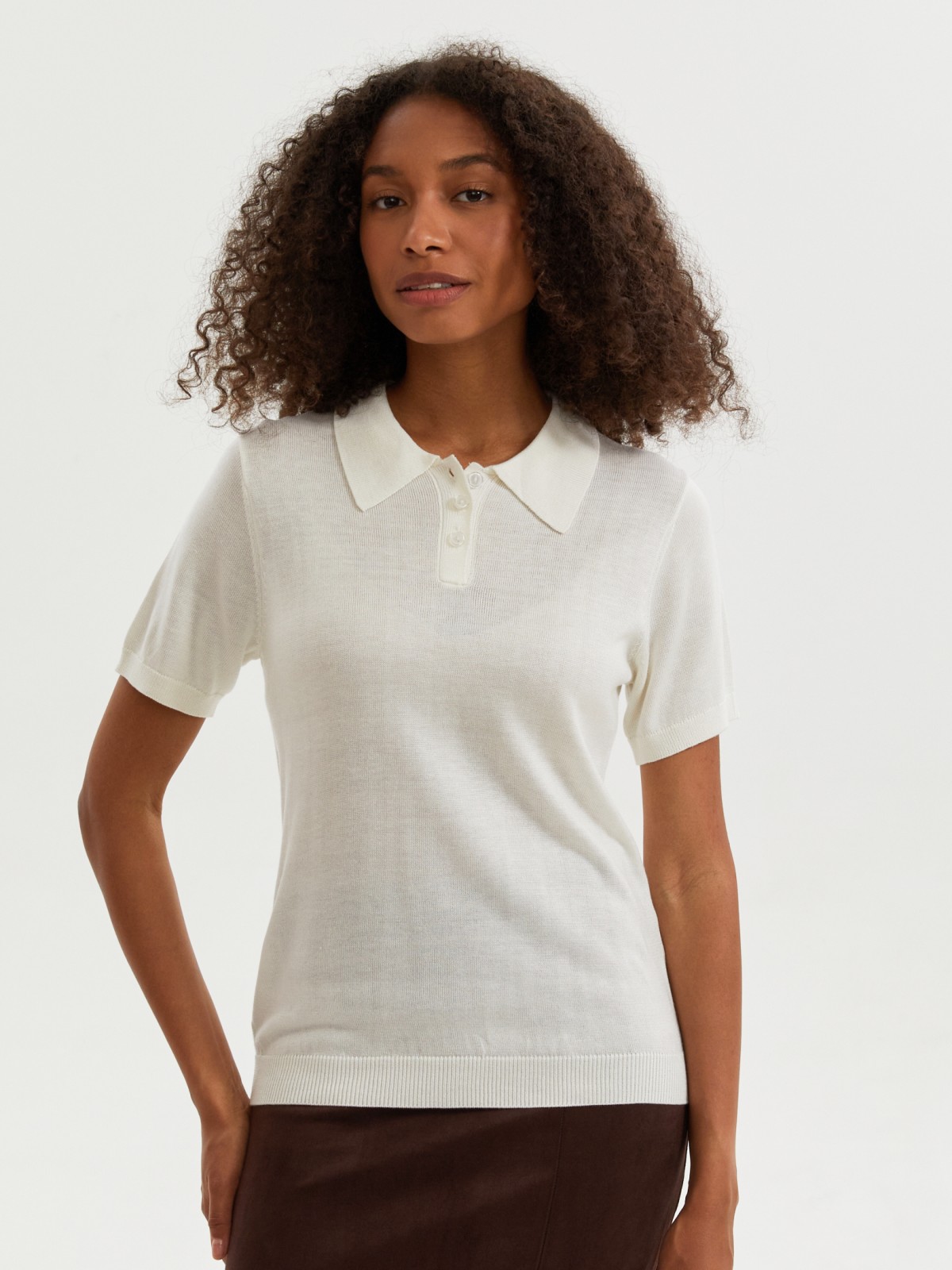 Вязаный джемпер с отложным воротником поло