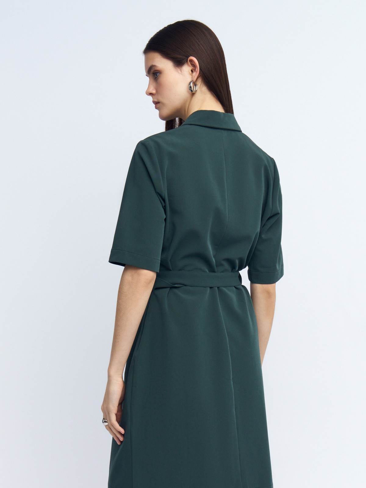 Платье-рубашка с коротким рукавом и ремнём