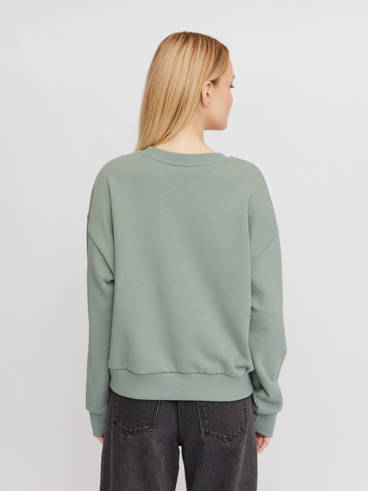 Утеплённый свитшот из хлопка с принтом