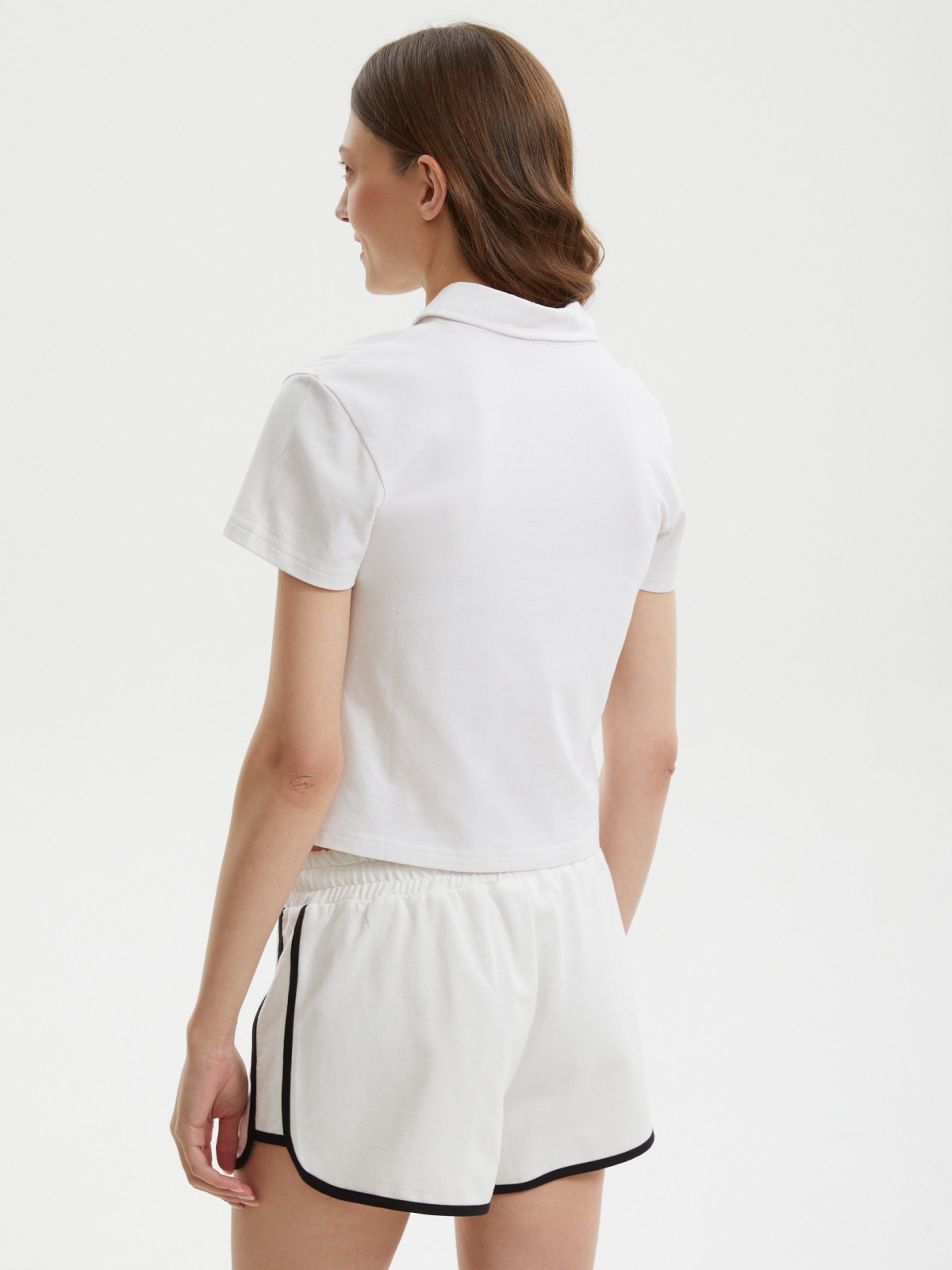 Футболка-топ поло из хлопка с воротником