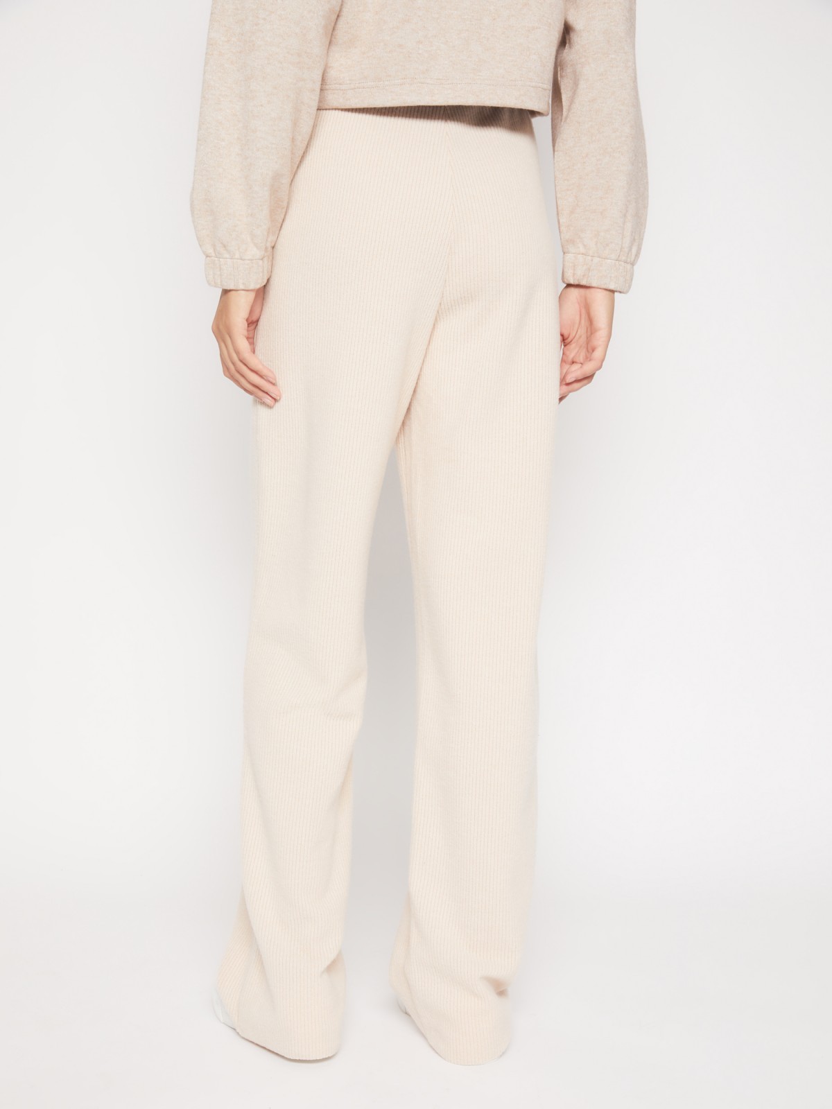 Прямые брюки из трикотажа zolla 22211762L091, цвет бежевый, размер S - фото 6