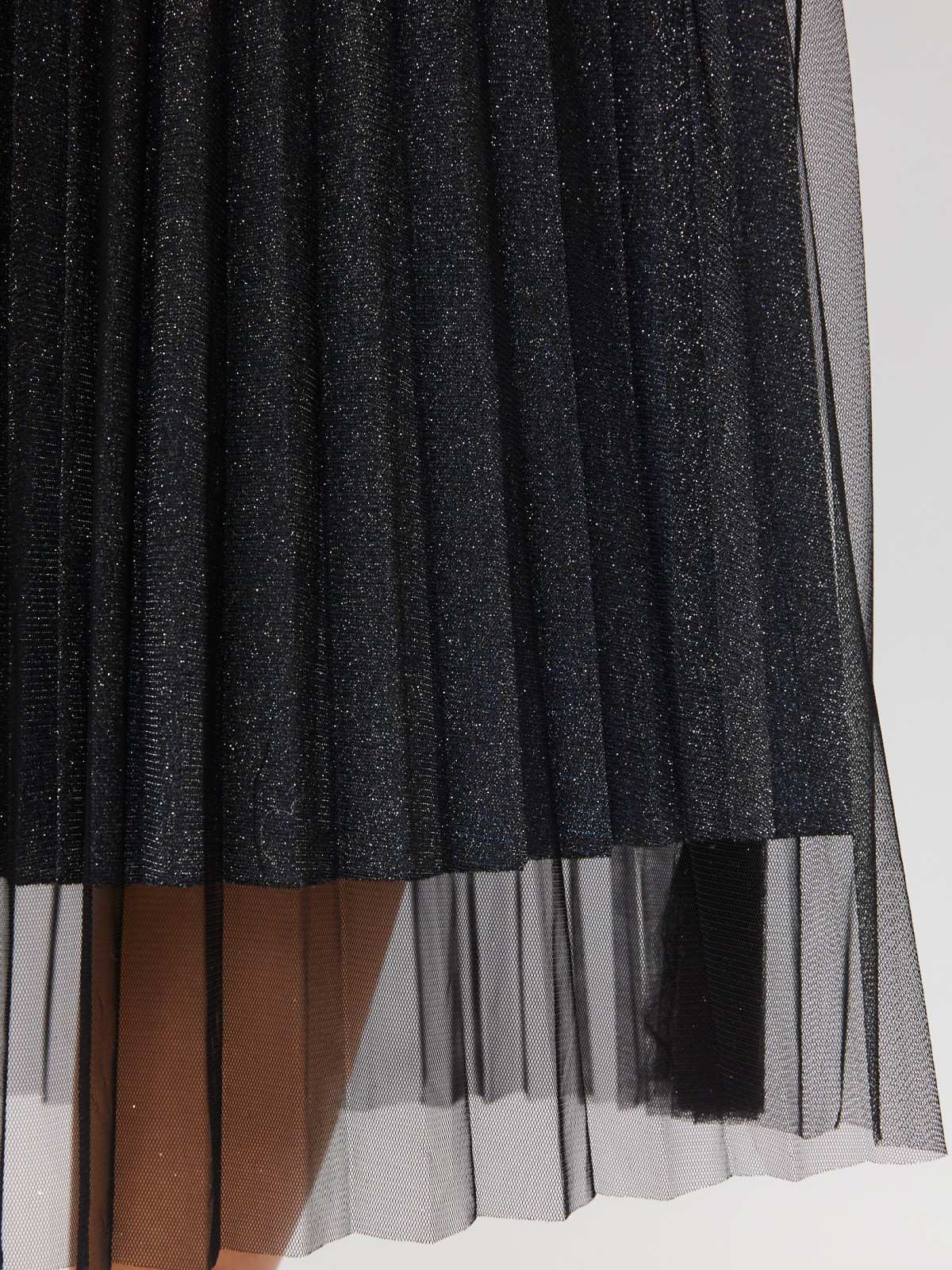 Юбка плиссе из полупрозрачной сетки с блёстками zolla 22345787Z033, цвет черный, размер XS - фото 4