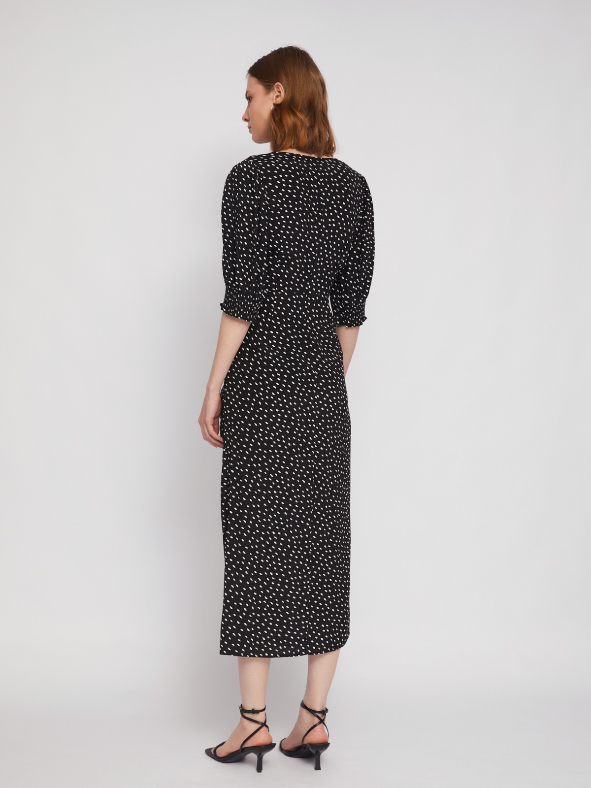Платье длины миди с разрезом и драпировкой zolla 02421827Y341, цвет черный, размер S - фото 6