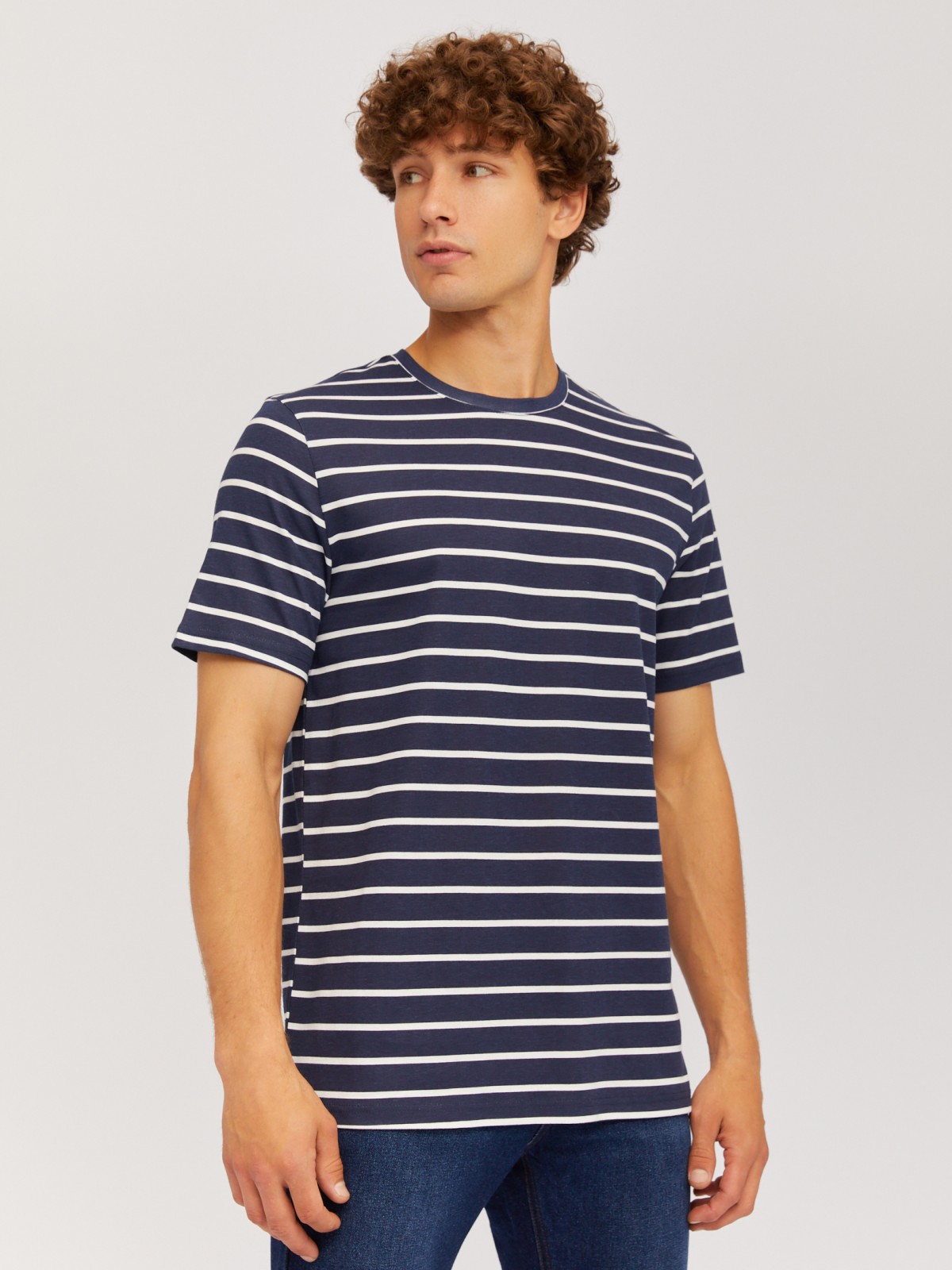 Футболка из хлопка с узором в полоску