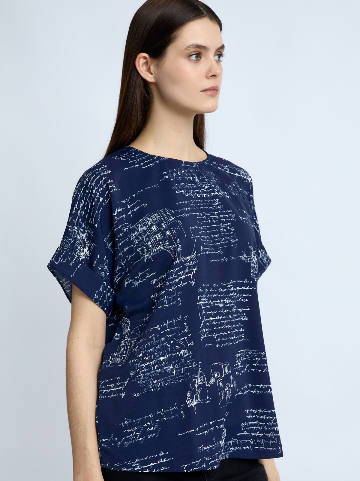 Блузка с коротким рукавом и принтом