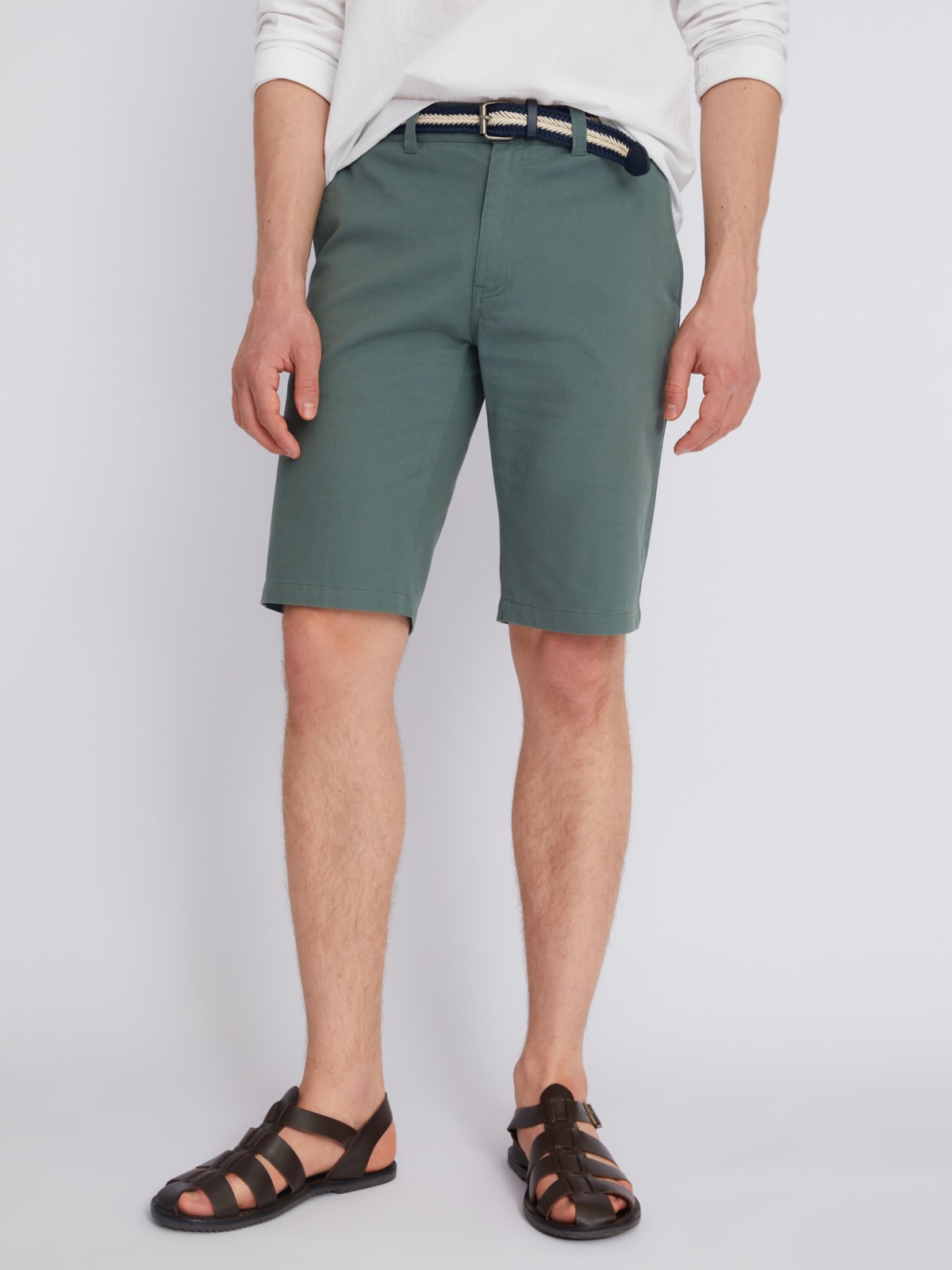 Удлинённые шорты из хлопка с ремнём