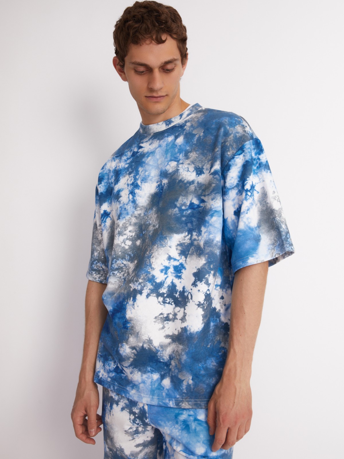 Футболка из плотного трикотажа с принтом тай-дай