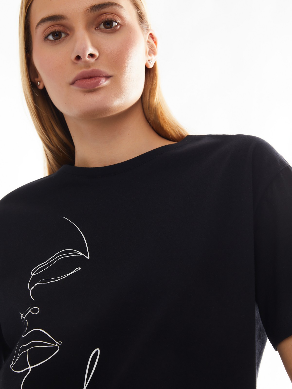 Футболка из хлопка с коротким рукавом и принтом