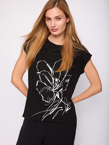 Трикотажная футболка с цветочным принтом