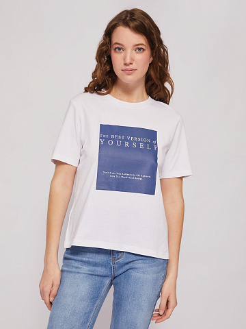 Трикотажная футболка из хлопка с принтом