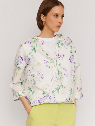 Блузка из хлопка с цветочным принтом